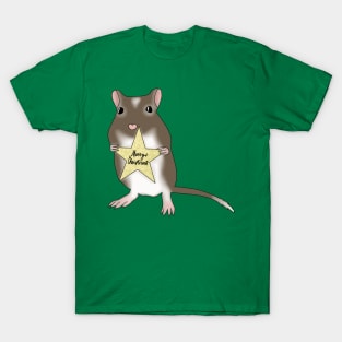 Cute brown gerbil says merry Christmas T-Shirt